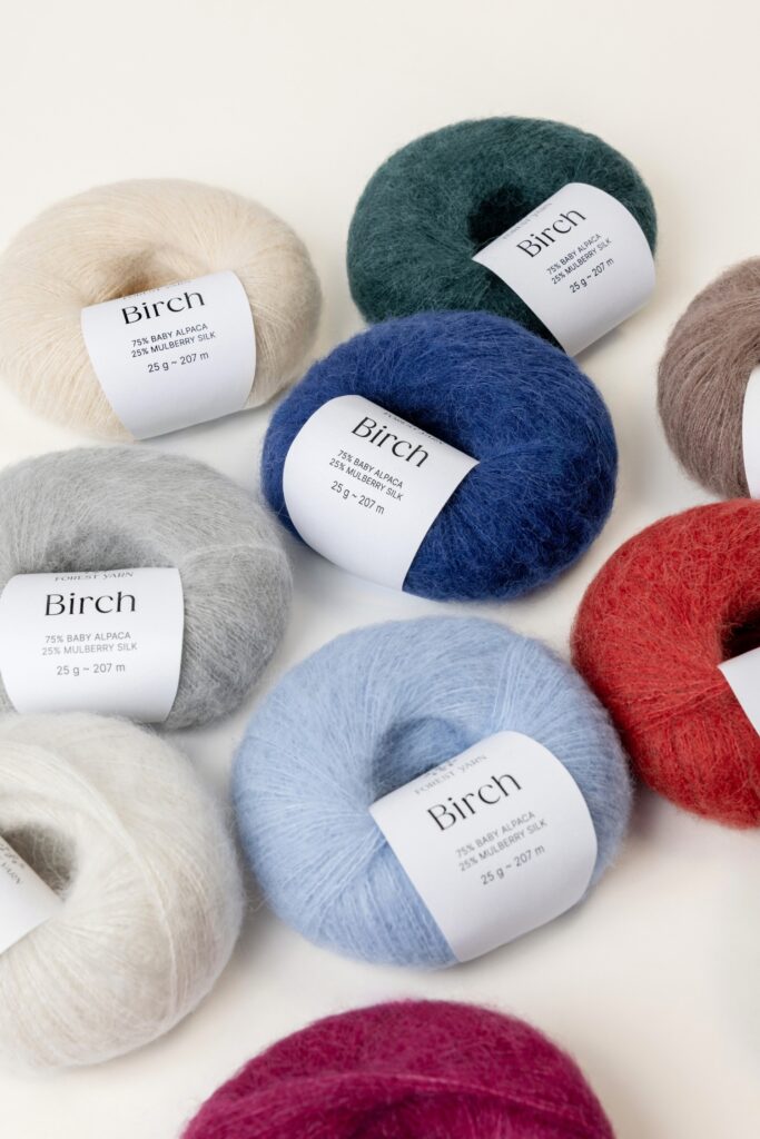 Birch yarn colour palette, skeins together