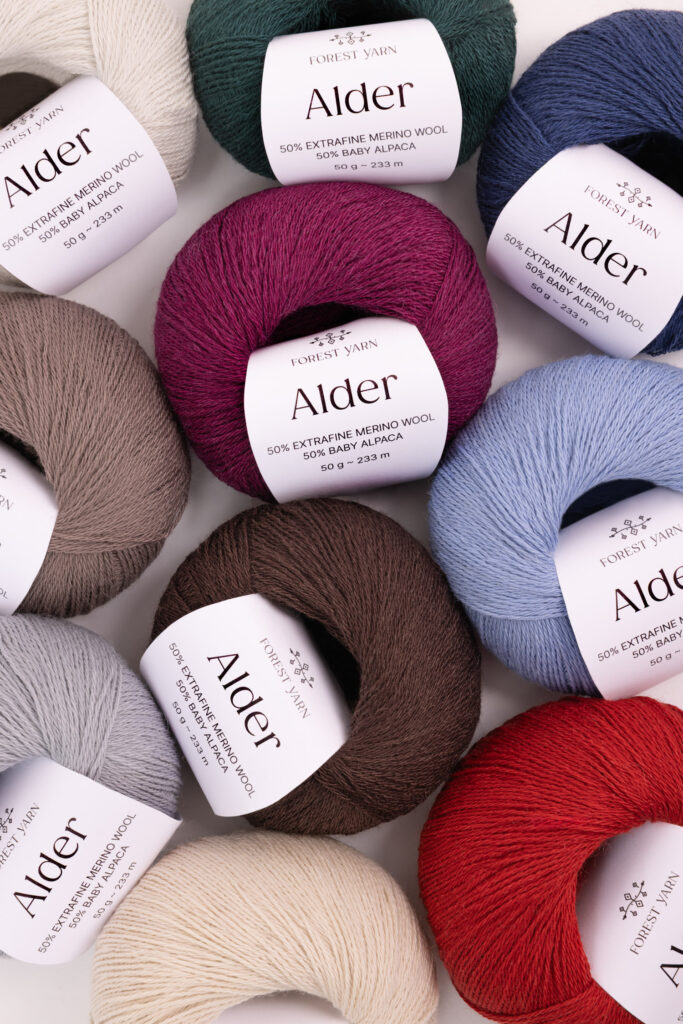 Alder yarn colour palette, skeins together